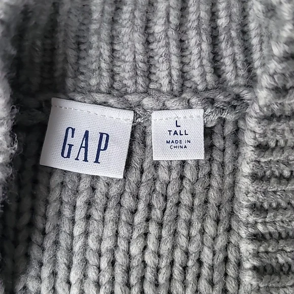 GAP Chunky Mix-Knit Cardigan Sweater, Size Large Tall, Color Heather Grey - Picture 7 of 7